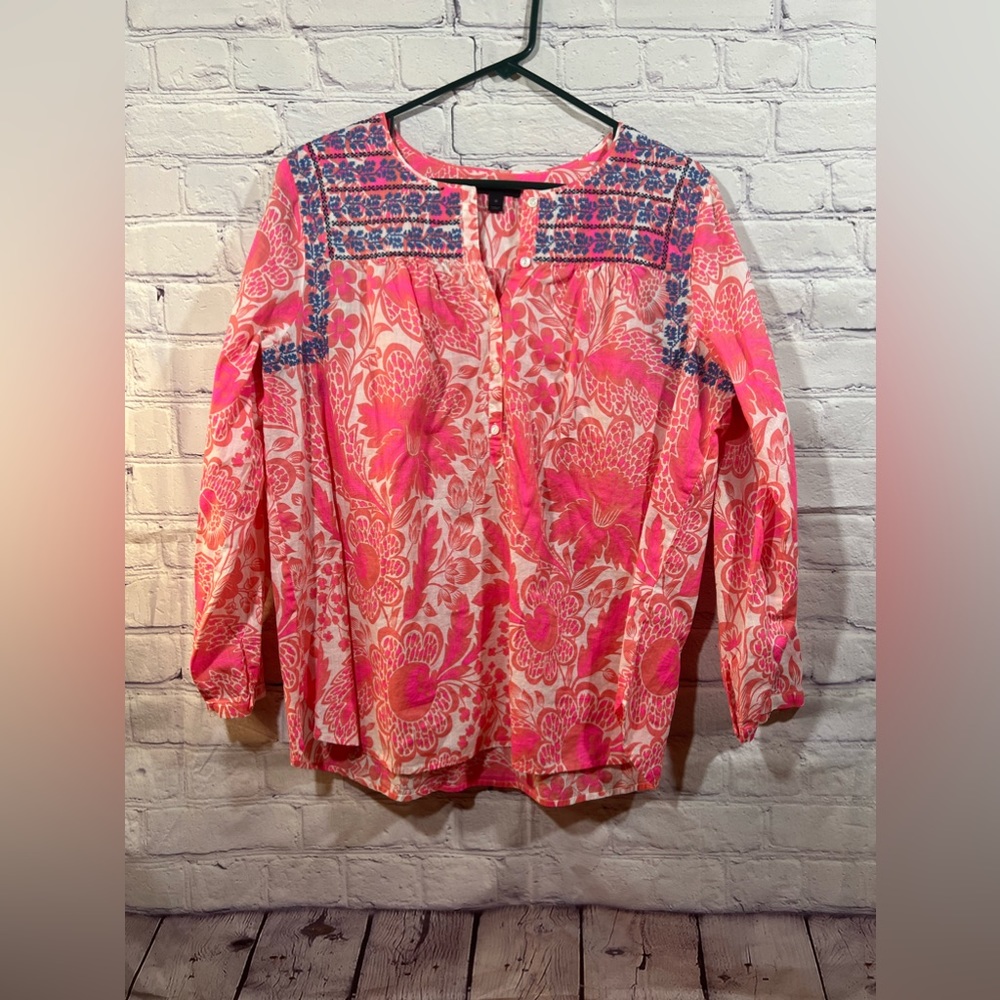 J. Crew Floral Embroidered Blouse